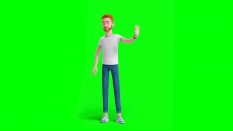 Man Refusing Offers with Negating Hand Gestures on Green Background Stock Footage 329967485