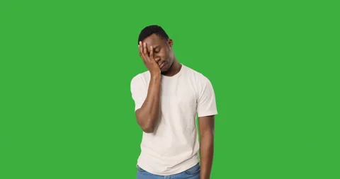 Man regretting wrongdoing over green background Stock Footage 146636531
