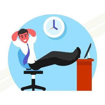 Man-relaxed-at-work-day Stock Illustration