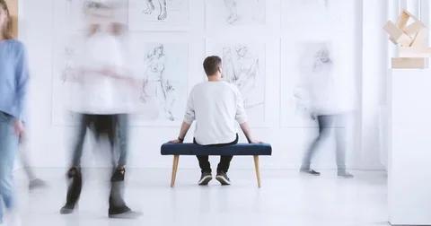 Man relaxing in art center Stock-Footage 80378323
