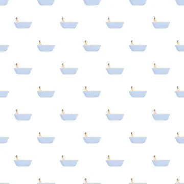 Man relaxing in bath seamless pattern hygiene routine Stock Illustration
