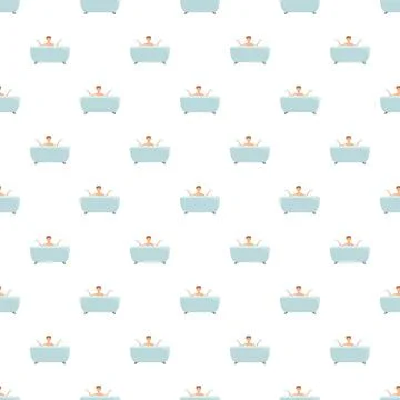 Man relaxing in bathtub seamless pattern design Stock Illustration