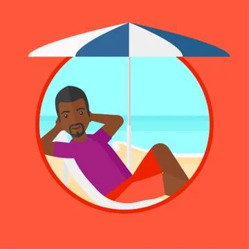 Man relaxing on beach chair vector illustration 스톡 일러스트
