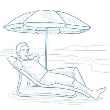 Man relaxing on beach chair vector illustration 스톡 일러스트