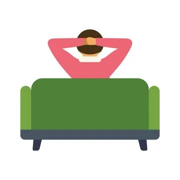 Man relaxing on couch with hands behind head Stock Illustration