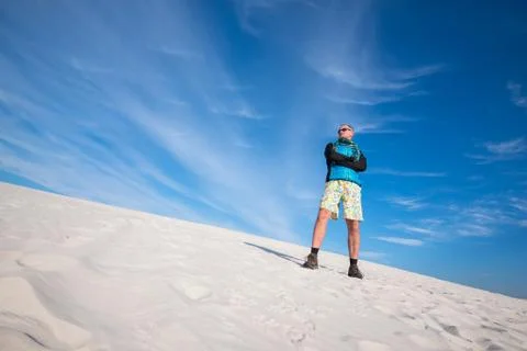 Man  relaxing in the desert Stock Photos