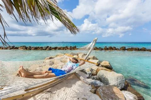 Man relaxing in a hammock Stock Photos