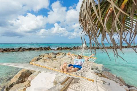 Man relaxing in a hammock Stock Photos