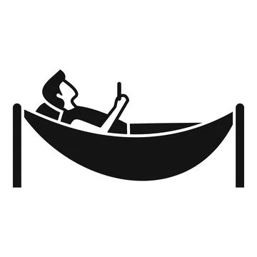 Man relaxing in hammock using smartphone Stock Illustration