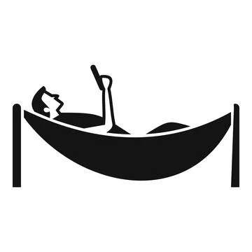 Man relaxing in hammock using smartphone Stock Illustration