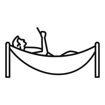 Man relaxing in hammock using smartphone on vacation Stock Illustration