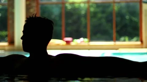 Man Relaxing In Jacuzzi Spa Stock Footage 68811706