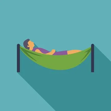 Man relaxing lying in green hammock on vacation Illustration