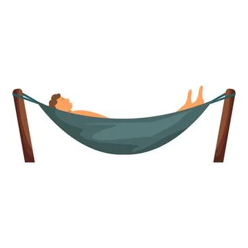 Man relaxing lying on hammock between two palm trees Stock Illustration