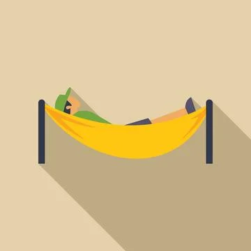 Man relaxing lying in hammock enjoying summer vacation Stock Illustration