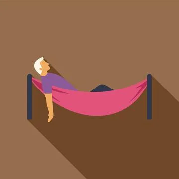 Man relaxing lying in hammock resting outdoors leisure summer holiday vacatio Stock Illustration