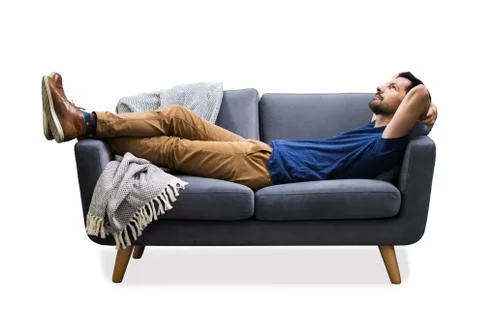 Man Relaxing On Sofa Stock Photos