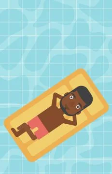 Man relaxing in swimming pool vector illustration Stock Illustration