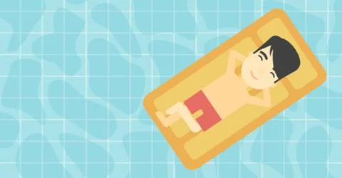Man relaxing in swimming pool vector illustration Stock Illustration