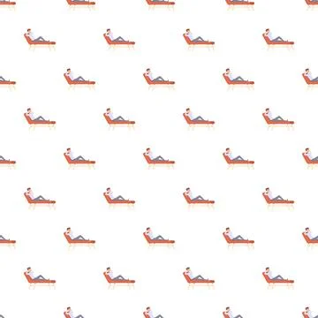 Man relaxing on therapy couch seamless pattern Stock Illustration