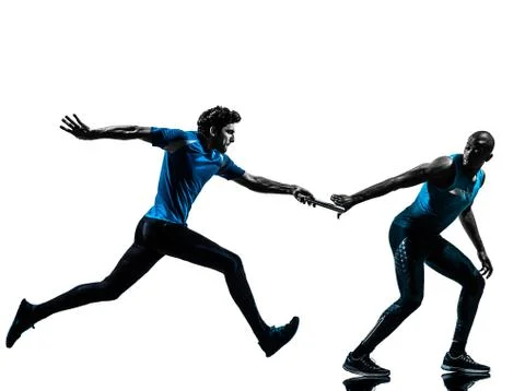 Man relay runner sprinter  silhouette Stock Photos