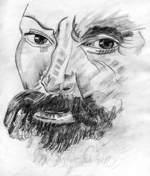 Man with remarkable face looking like Michelangelo Stock Illustration
