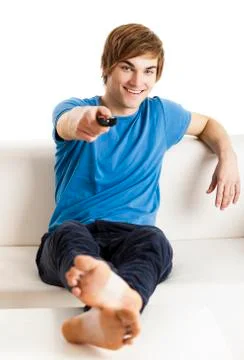 Man with a remote control Stock Photos