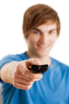 Man with a remote control Stock Photos