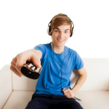 Man with a remote control Stock Photos