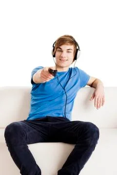 Man with a remote control Stock Photos