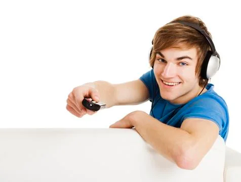 Man with a remote control Stock Photos