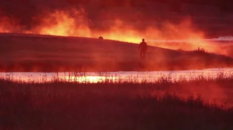Man at a remote river Stock Footage 42132530