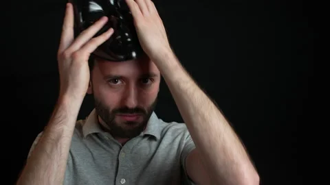 Man removing black mask Video stock 237435605