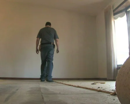 Man Removing Carpet Stock Footage 284463