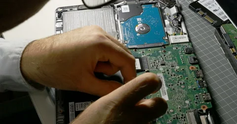 Man removing Laptop battery Stock Footage 69266256