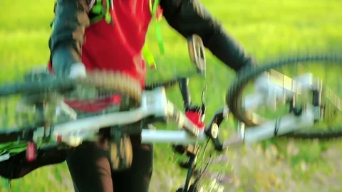 Man repaired bicycle Stock Footage 76595152