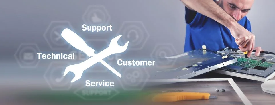 Man repairing computer. Technical Support Customer Service Stock Photos