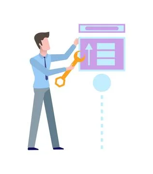 Man Repairing Data Storage System Vector isolated Stock Illustration