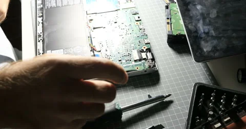 Man replacing HDD to SSD Video stock 69257468