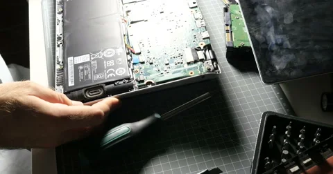Man replacing HDD to SSD Video stock 69257919