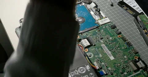 Man replacing HDD to SSD Video stock 69266251