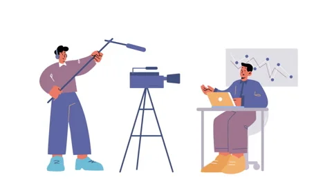 The Man Reporting To The Camera Background Stock Footage 260907447