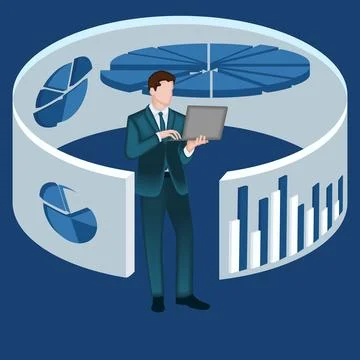 Man researching information. 2D Illustrazione stock