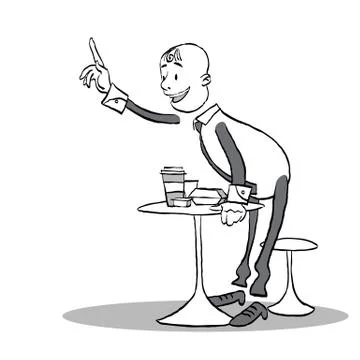 A man in the restaurant asks for a check. Man in a cafe. Illustrazione stock