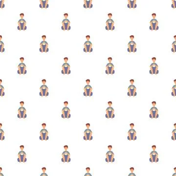 Man resting holding cup repeating cartoon pattern Stock Illustration
