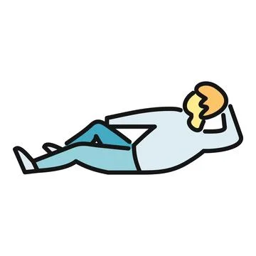 Man resting, lying on back, relaxing outline illustration Stock Illustration