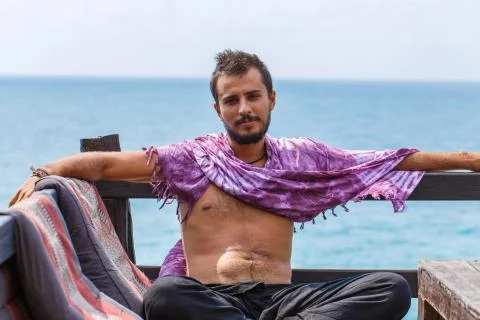 Man resting on the sea Stock-Fotos