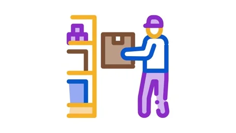 Man restocking in cellar Icon Animation Stock Footage 145287522