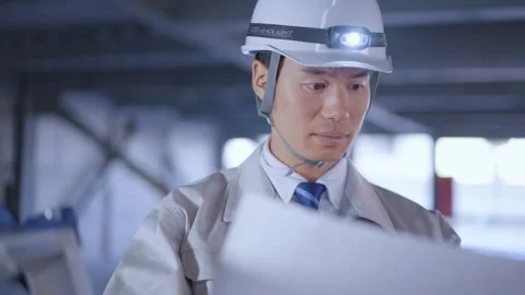 The Man Reviewing the Blueprint Vídeo Stock 333168281