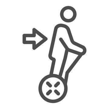 Man ride hoverboard line icon, electric transport concept, gyroboard with handle Illustration